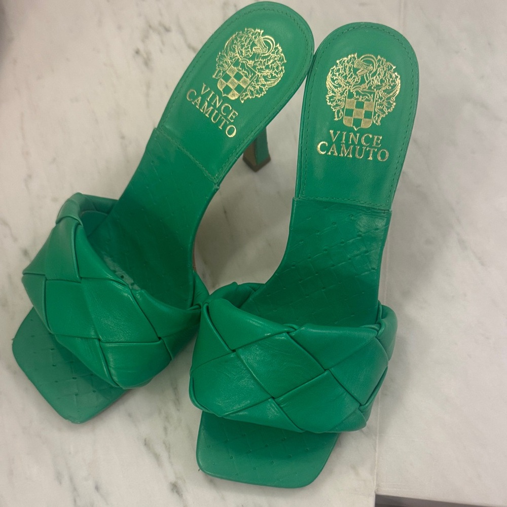 Vince Camuto Emerald Green Heeled Mules